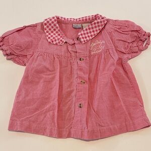 Arizona Jean Company Pink Button Down Shirt with Checkered Collar